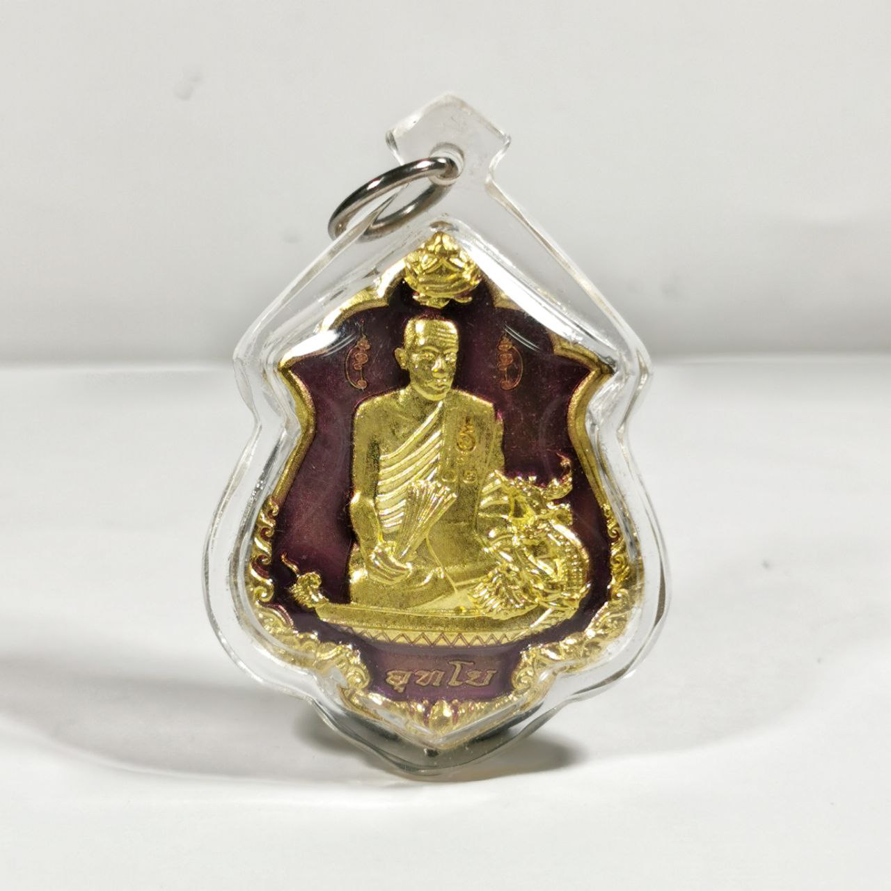 Jin Thai Fo Pai - PHRAKRU UTHAI阿赞乌泰自身镀金铜牌（紫色面）
