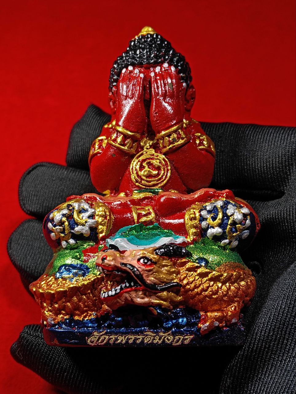 Jin Thai Fo Pai - WAT DONGSALA祥龙掩面必打3寸金身（彩色-红）